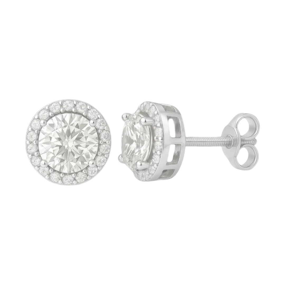 Halo Moissanite Earrings