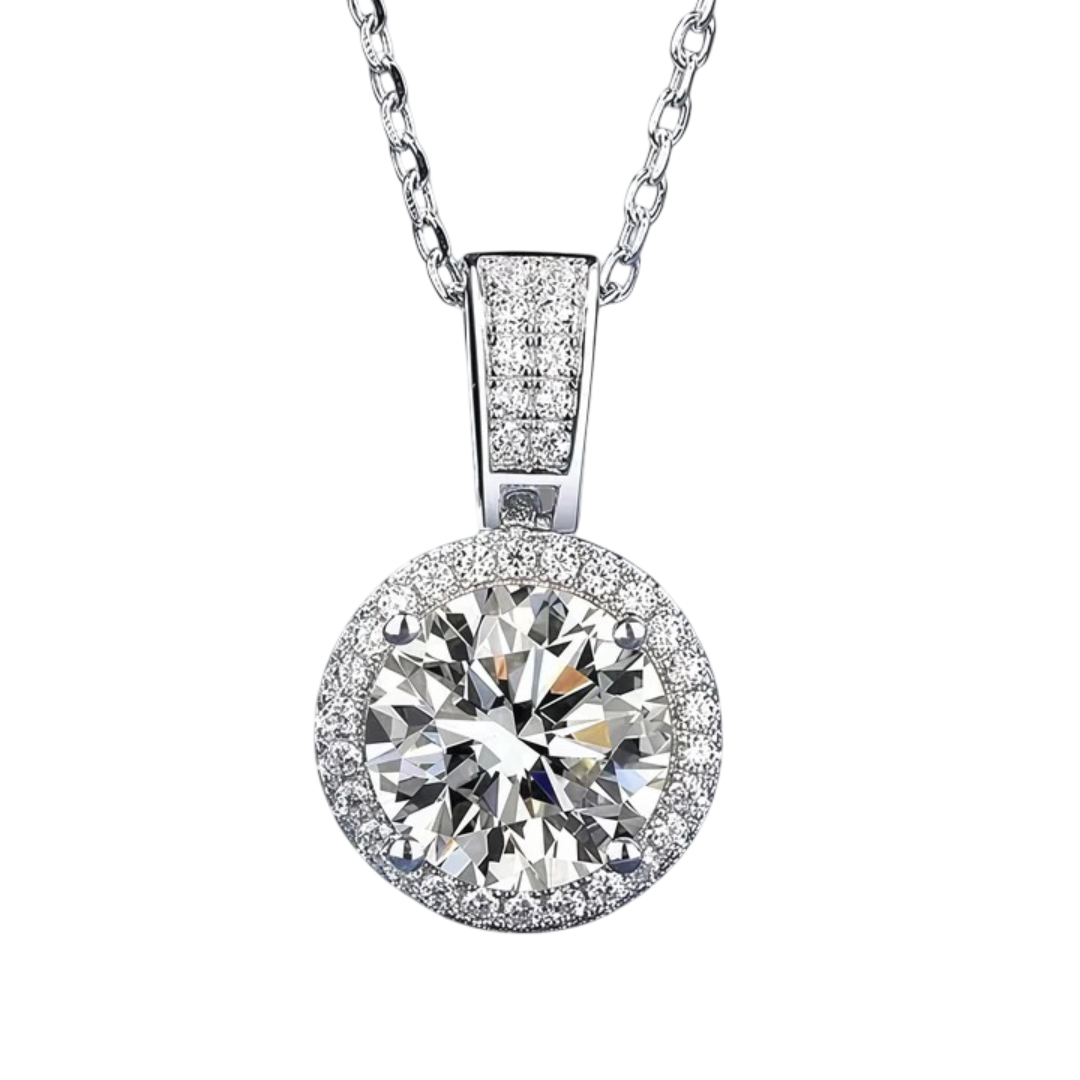 Moissanite Halo Necklace