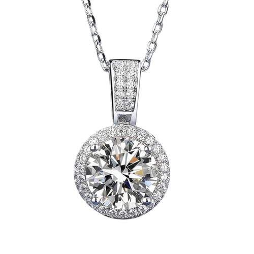 Moissanite Halo Necklace